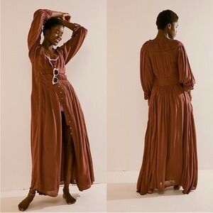 Free People Magdalia Maxi Dress Brown Size Medium